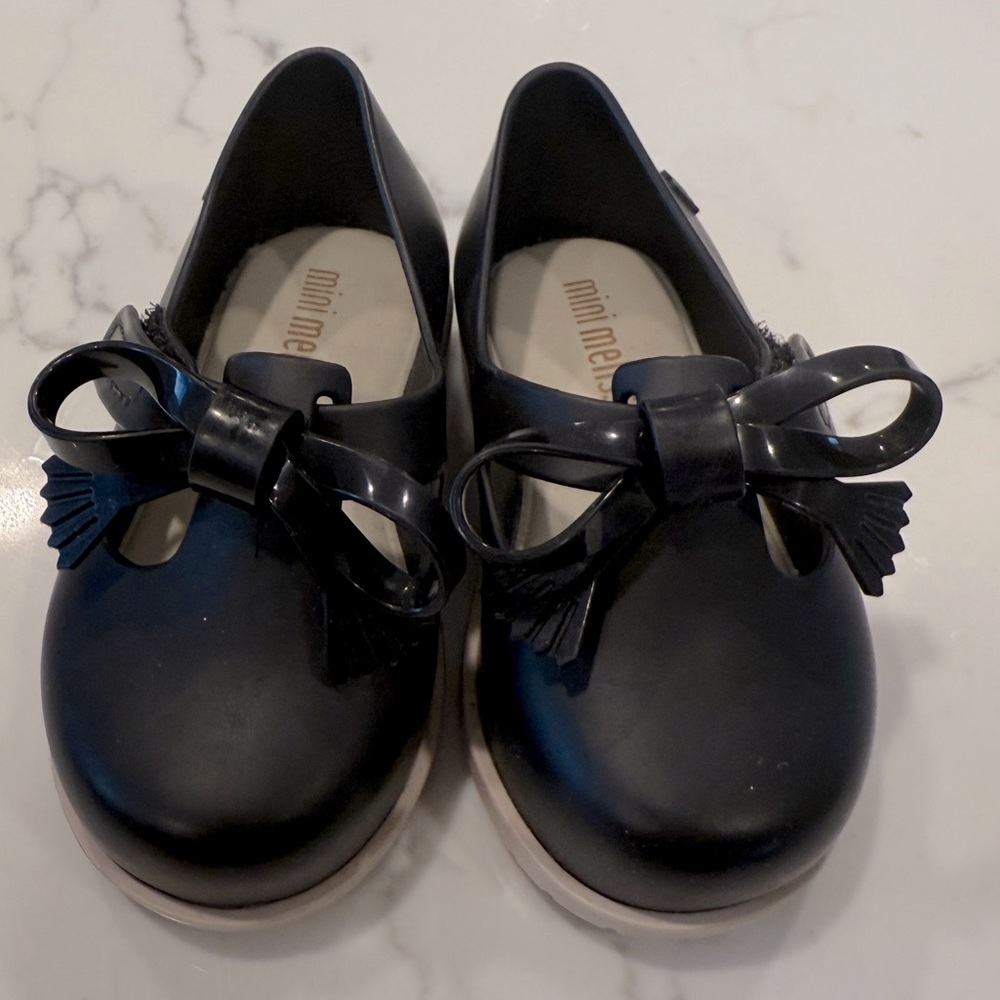 Mini Melissa Black Dress Shoes with Bow